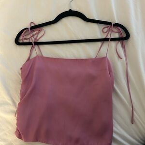 Pink urban outfitters silk tie top size medium